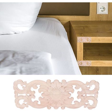 Appliques Bois DIY Sculpture Vintage Décoratifs Écologiques Bois Rubis pour Cabines Fenêtres Miroirs Tables de Chevet, 34x14cm 182g (1/5)