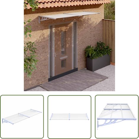 The Living Store Türvordach Grau und Transparent 239x90 cm Polycarbonat - Türvordach - Markise - Hausdurchgangsschutz - Wetterschutz - Polycarbonat (1/5)