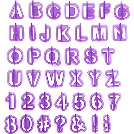 STAMPI E TAGLIACAPELLI PER GLASSA, TORTE, LETTERE, ALFABETO, DECORAZIONI, SET DA 40 PEZZI