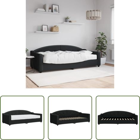 Schlafsofa - Tagesbett mit Matratze Schwarz 90x200 cm Stoff (1/5)