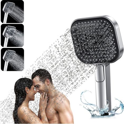 Duschkopf Regendusche mit 3 Strahlarten, Wassersparend, Druckerhöhend, Silber (1/5)