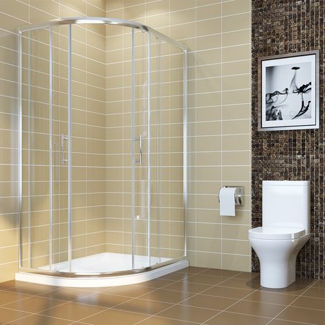 ELEGANT 1000x800mm Quadrant Shower Door with 1000x800mm Left Shower Tray and Waste Trap Walk in 6mm Tempered Glass Shower Enclosure (1/5)