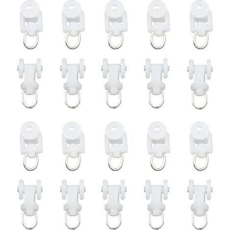 (20 Groupes de Rouleaux)Rouleaux de Rail de Rideau,transporteurs à roulettes pour Rideaux ondulés,Coureurs de draperie Pliables,20 pièces (22x16mm (1/5)