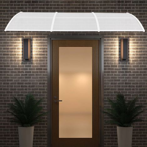Auvent pour porte d'entrée, 300 x 90 cm, auvent transparent en arc, support en polycarbonate, bandes en aluminium renforcé, auvent pour fenêtre, auvent en appentis, protection solaire et protection co (1/5)