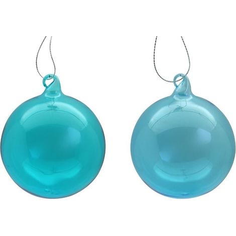 Set 12 sfere in vetro colorato doppio tono blu 8 cm. (1/2)