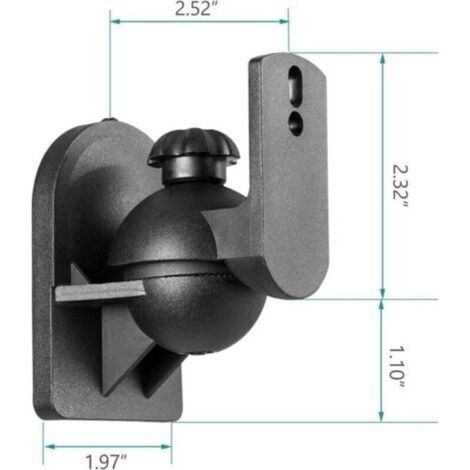 Supports muraux et au plafond pour haut-parleurs Une paire, supports muraux pour enceintes de bibliothèque, supports pour enceintes surround, supportent jusqu'à 7,7 lbs, noir