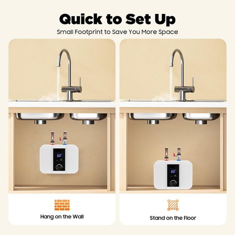 Mini chauffe - eau électrique, 6l stockage d'eau chaudière sous - table avec affichage LED et Contrôleur de température, 0 - 65 ℃ cuisine résistant à la pression bouilloire cuisine 33x23x24 cm (1/5)