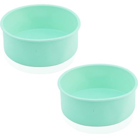 Juego de 2 moldes redondos de silicona antiadherentes para pasteles, de 20 cm, para pasteles de capas y pasteles arcoíris. (1/5)