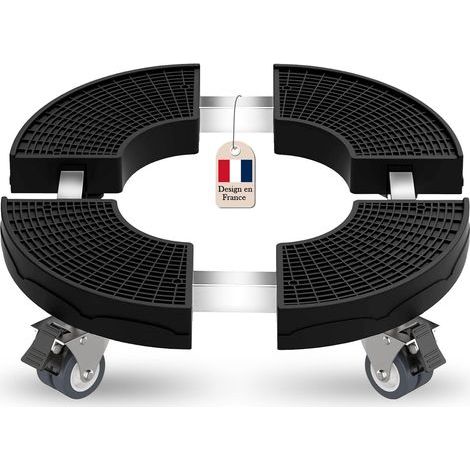 Porte Plante à Roulettes Réglable Ø38-50cm, Chariot à Roulettes pour Plantes d'Extérieur Capacité Charge 200 kg, Support Plante Noir Résistant aux Intempéries avec Roues 360°pour Maison Jardin (1/5)