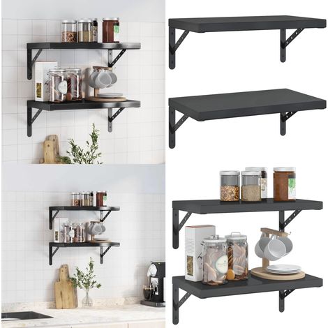 Wandregale 2 Stk. 50x30 cm Schwarz Edelstahl - Wandregale - Edelstahlregal (1/5)