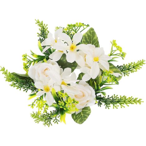 Anneaux décoratifs pour bougies, 4 pièces, couronne de bougies en roses artificielles blanches (1/5)