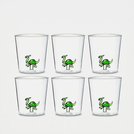 Set 6 bicchieri in vetro artigianali Parasaurolophus (1/2)