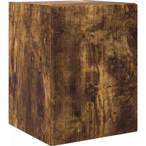 Mueble TV de pared moderno ahorra espacio con almacenamiento diseño minimalista 30 x 31 x 40 cm de madera contrachapada roble ahumado 020054944 (1/5)