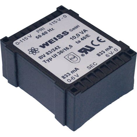 Weiss Elektrotechnik 83/245 Transformateur pour circuits imprimés 1 x 230 V 2 x 12 V/AC 10 VA 417 mA (1/2)