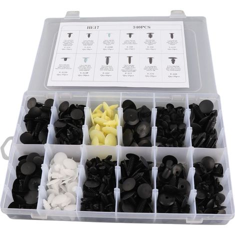 Kit de Rivets Plastiques Premium pour Carrosserie Automobile Lot de 340 Pièces Clips de Porte, Pare-chocs et Panneaux Installation Facile (1/5)