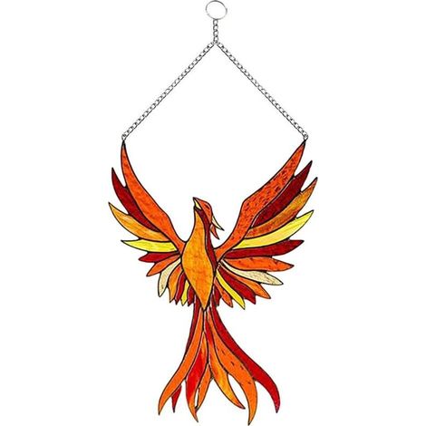 Phoenix Ornement Phoenix Suncatcher Tentures de Fenêtre Capteur de Soleil Phoenixs Suncatcher Cintre Oiseau Décoration Murale pour la Décoration de la Maison (1/4)