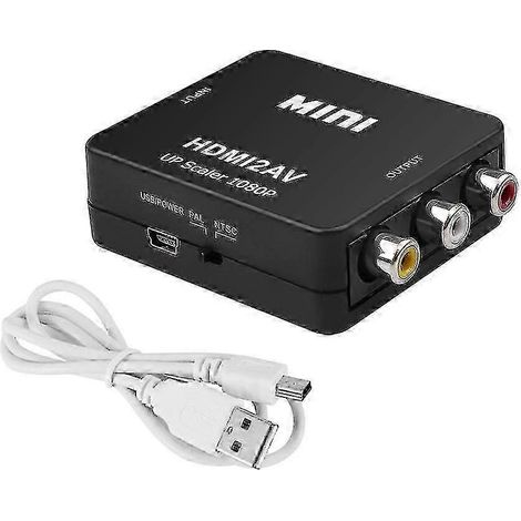 Boîtier convertisseur HDMI vers RCA AV/CVBS 2025 - Adaptateur Mini HDMI vers AV 1080p pour PS3, magnétoscope, DVD et PC - Compatible avec les formats vidéo PAL/NTSC (1/5)