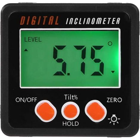 Angle Mesure Angle Horizontal Compteur numérique Inclinomètre,Numérique Boîte de Niveau électronique Base Magnétique Outils de Mesure,Noir (1/5)