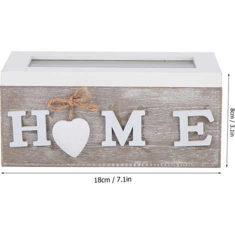 Boîte de Rangement - Bois Naturel - Organisateur Sachets de Thé/Bijoux - 2 Compartiments - 18x8 cm (1/5)