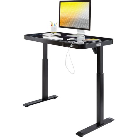 Table électrique réglable en Hauteur de 73 à 120 cm tiroir de Rangement Noir (1/5)