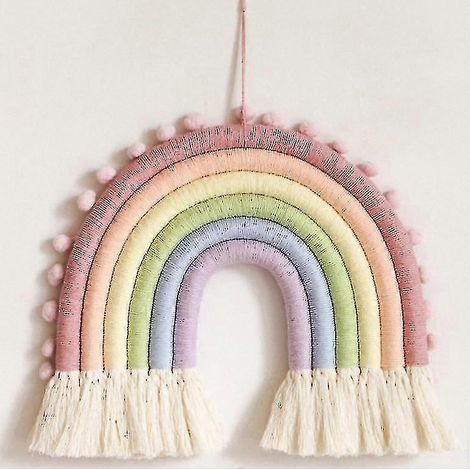 Décoration murale arc-en-ciel, arc-en-ciel tissé en macramé, décoration murale arc-en-ciel, décoration pour chambre de bébé (1/5)