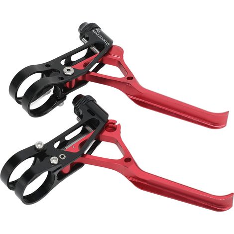 ultraleichte, CNC-gefräste Bremshebel aus hohlem Aluminium, einfach verstellbar für 22,2-mm-Rennradlenker, Rot (1/5)