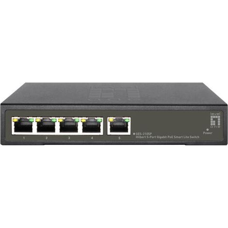 HUB Switch puertos 5 (1x 10/100/1000 Ethernet, 4x PoE+) LEVELONE (1/4)