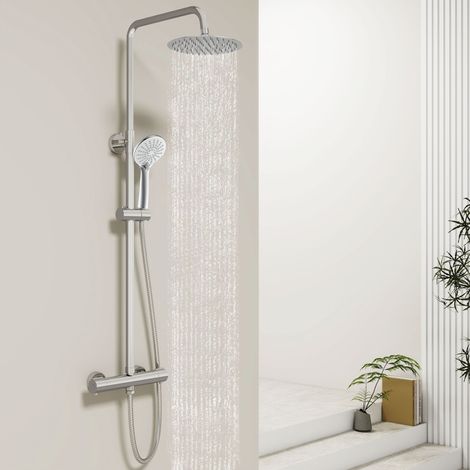 Biubiubath Modern Thermostatic Mixer Shower Set Round Chorme Finish Twin Head (1/5)
