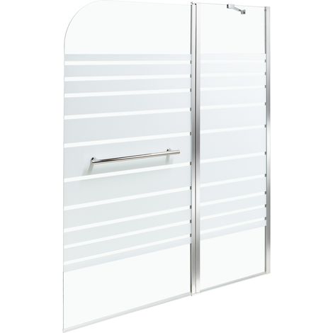 Mampara de baño minimalista con puerta de vidrio templado plateado 140 x 100 cm Tuapi