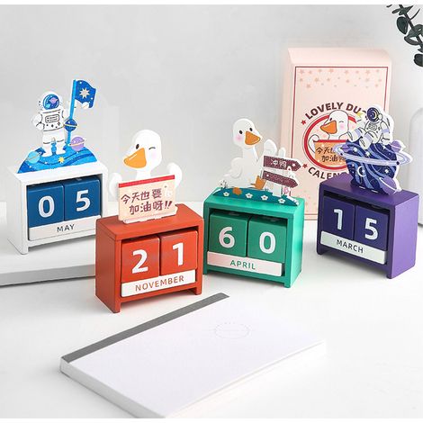 Calendrier perpétuel en bois, compte à rebours des mois, blocs de dates, calendrier cubique, décoration de bureau mignonne, type 3 (1/5)