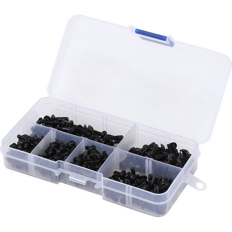 Lot de 300 vis à tête fraisée cruciforme M3, boulons en acier carbone avec rondelle intégrée, assortiment complet (1/3)