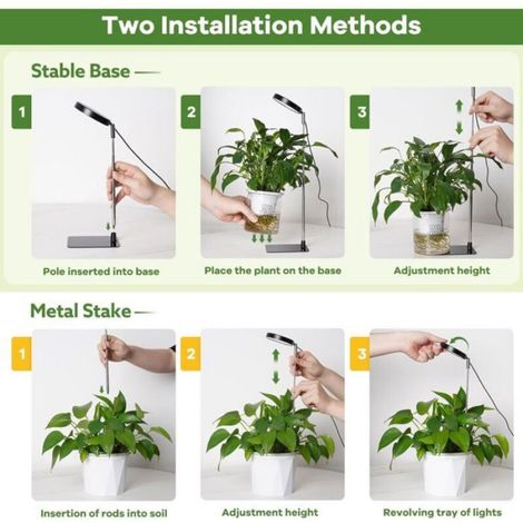 Lampe horticole à spectre complet pour plantes d'intérieur, 48 LED, 3 spectres lumineux au choix, autonomie de 3/9/12 heures (1/5)