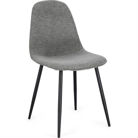 Set 6 Sedie da Pranzo in Fibra Sintetica, Nero/Grigio Scuro (1/5)
