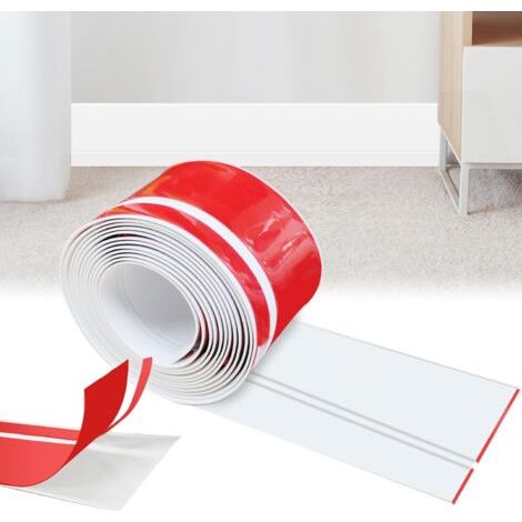 Plinthe souple autocollante, 20 x 60 mm x 15 m Plinthe autocollante pour cuisine et salle de bain, plinthe souple autocollante en PVC, bande de finition flexible - Blanc (1/5)
