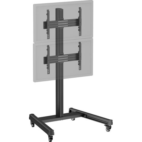 Support TV sur roulettes 2 écrans  40''-65'' Hauteur 175cm noir (1/3)