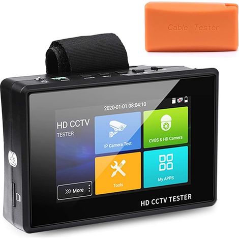 Testeur de vidéosurveillance 4 pouces, testeur de caméra IP de poignet Portable, testeur de vidéosurveillance 4K H.265 IP CVBS CVI TVI AHD, testeur de caméra analogique avec POE/IP(With cable tester) (1/5)