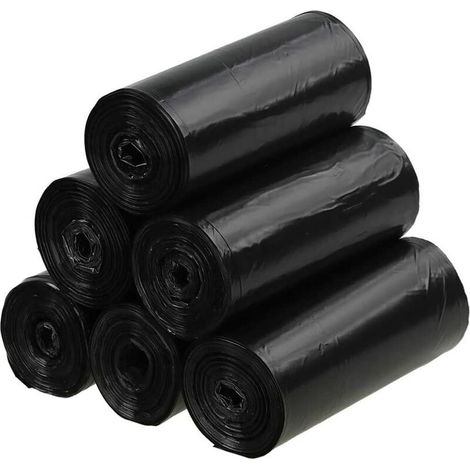Lot de 150 sacs poubelle 40L Sacs en plastique noir 25 sacs par rouleau Conçus pour poubelles de 40L (1/5)