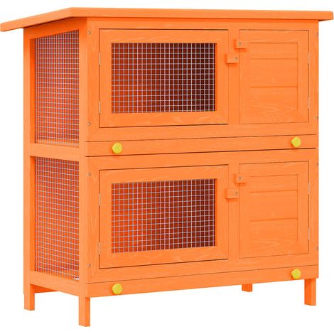 Conigliera da esterno gabbia per piccoli animali domestici con 4 porte in legno vidaXL (1/5)