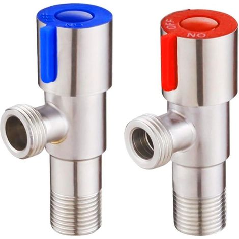 Lot de 2 Robinet d'Angle - Acier Inoxydable - Raccord G1/2 - Pour Salle De Bain Cuisine Toilette (1/5)