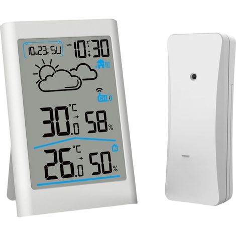 Innen- und Außenthermometer für Zuhause, drahtlose Wetterstation, großes LCD-Display, Wettervorhersage, elektronischer Wecker (1/5)