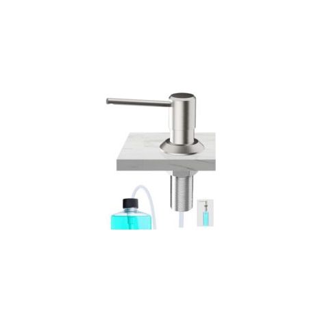 Dispenser di sapone integrato, dispenser di sapone per lavello da cucina, dispenser di detersivo per piatti con flacone da 300 ml e tubo flessibile da 1,2 m, dispenser di sapone in rame, acciaio inox 