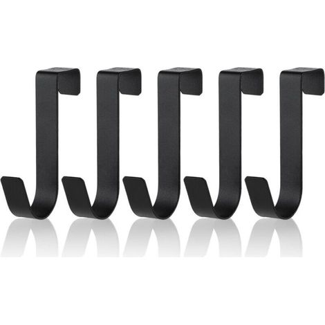 Set di 5 ganci portasciugamani impermeabili in acciaio inox per porte del bagno in vetro senza telaio, 2,1 cm, nero opaco -Crezuo