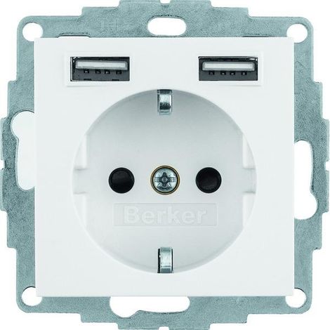 Berker S.1 toma SCHUKO USB blanca diseño moderno