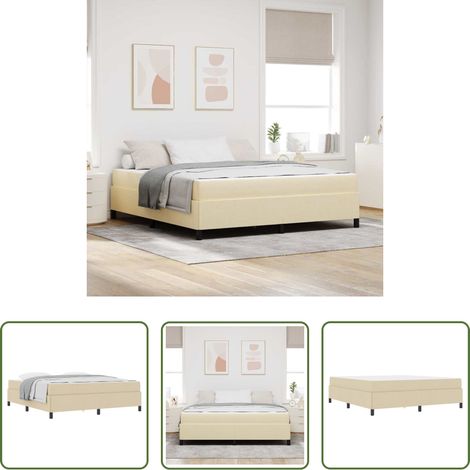 Matratze - Boxspringbett Creme 180 x 200 cm Stoff (1/5)