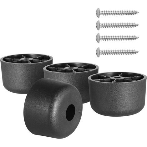 Schwarze Kunststoff-Möbelfüße, anschraubbare Sofabeine, runde und konische Ersatzbeine für Sofas, Tische und Couches, 4er-Set