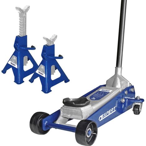 Expert – Pack levage Cric 3T + 2 chandelles 3T – Hauteur levée 508 mm – Charge maximale 3 tonnes – Roues en métal pour stabilité (1/6)