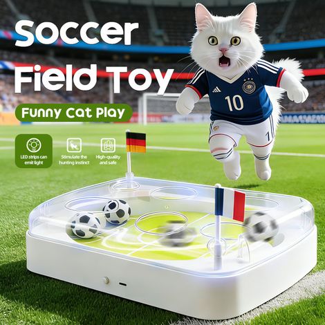 Jouet terrain football électrique Coupe du monde – Herbe à chat anti-ennui – Stimulant félin