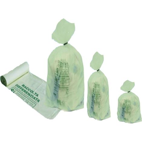 100 Sacchetti per rifiuti biodegradabili sacco buste umido differenziata pattumiera 70X110cm LT110 o cm50x60 LT30 o cm42x45 LT10 - MISURA: cm 42x45 (1/4)
