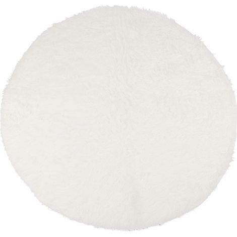 Tapis rond en peluche ultra doux et moelleux, antidérapant, blanc. (1/5)