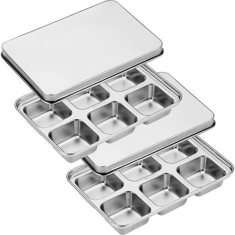 2 bacs à glaçons en acier inoxydable 304 avec couvercles anti-odeurs, grands glaçons faciles à démouler pour les boissons et les aliments pour bébés (1/4)